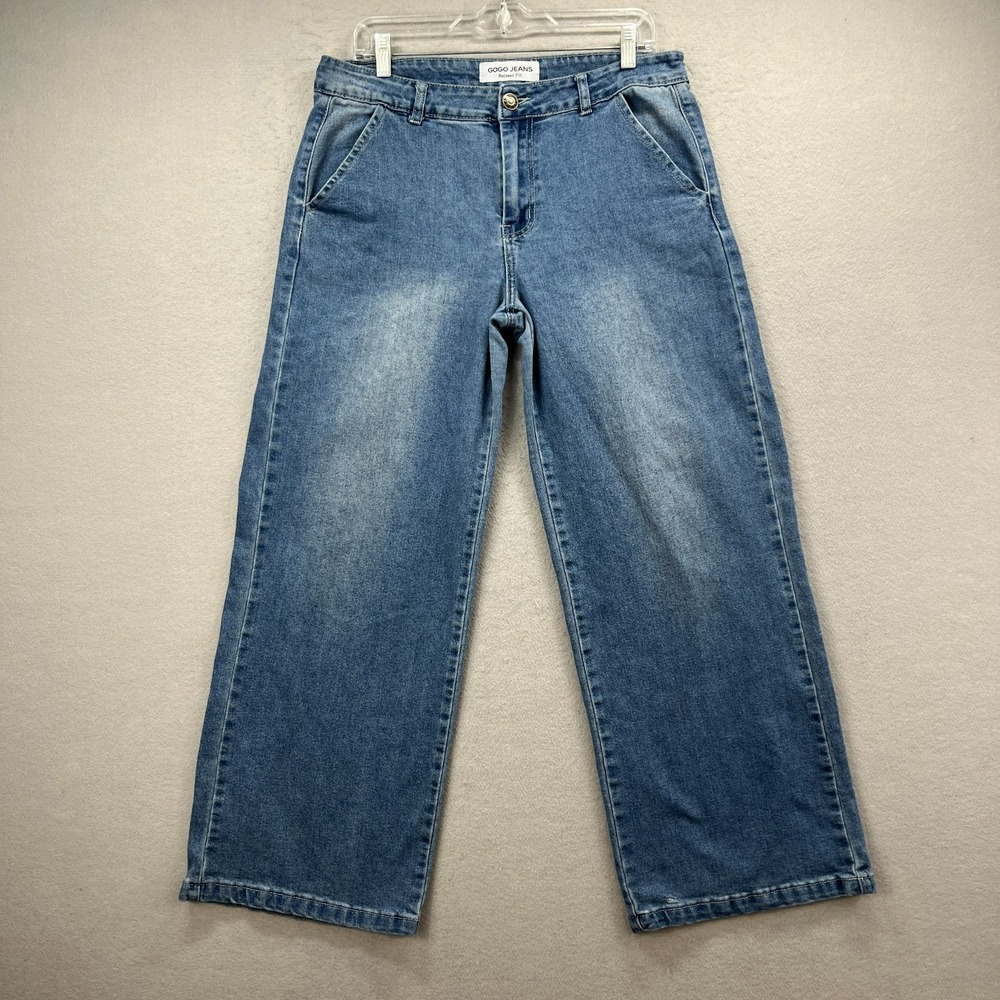 GoGo Jeans Relaxed Fit Jeans Womens 13/34* Blue Wide Baggy Stretch Denim Pants